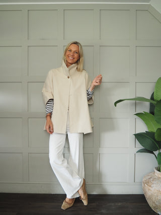 Ronda Poncho with Funnel Neck - Camel, Khaki, Navy Blue, Sand