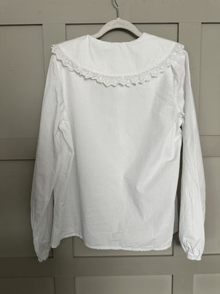Layla Blouse with Peter Pan Collar - White