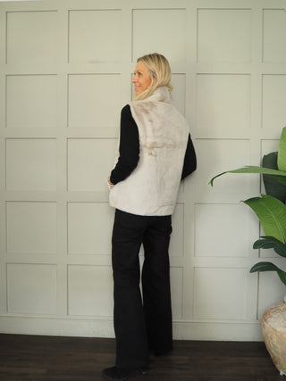 Lison Faux Fur Gilet with Popper Fastenings by Rino & Pelle - Birch