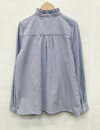 Buddy Stripe Blouse with Pleat Details  - Blue/White