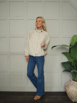 Becca Bubble Hem Jacket with Funnel Neck - Fawn