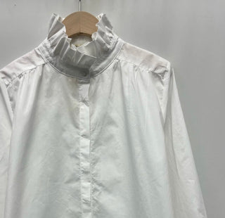 Wandsworth Blouse with High Ruffle Collar  - White