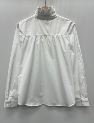 Wandsworth Blouse with High Ruffle Collar  - White