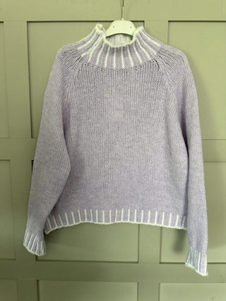 Una Turtle Neck with Contrasting Blanket Stitch Jumper, Best Seller - 17 Colours