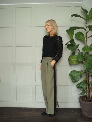 Dillon Trousers with Pleating Detail - Khaki, Navy Blue, Stone