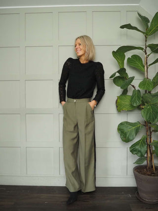 Dillon Trousers with Pleating Detail - Khaki, Navy Blue, Stone