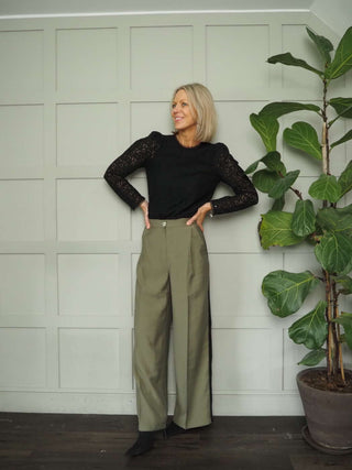 Dillon Trousers with Pleating Detail - Khaki, Navy Blue, Stone