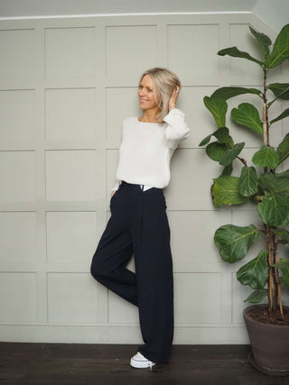 Bohem Wide Leg Trousers - Navy Blue