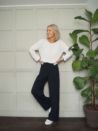 Bohem Wide Leg Trousers - Navy Blue