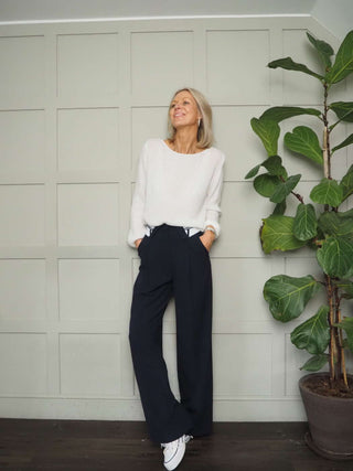 Bohem Wide Leg Trousers - Navy Blue
