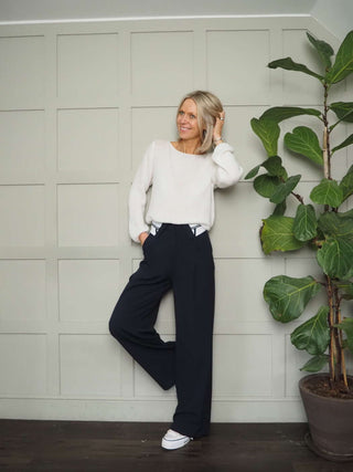 Bohem Wide Leg Trousers - Navy Blue