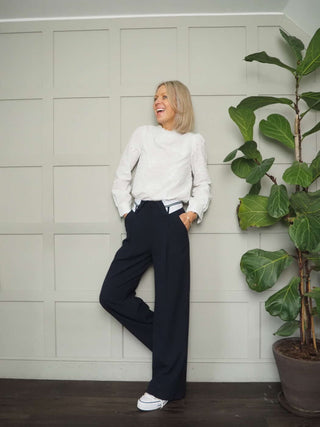 Bohem Wide Leg Trousers - Navy Blue