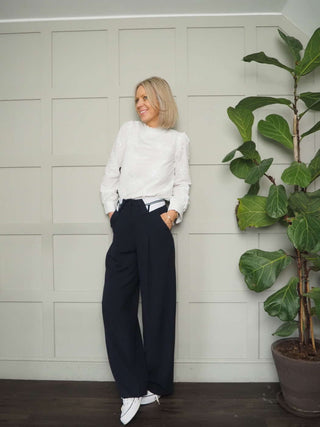 Bohem Wide Leg Trousers - Navy Blue