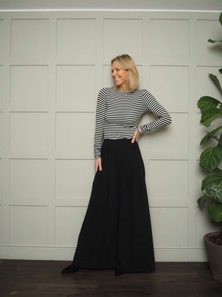 Mietta Stripey Fine Knit top - Camel and Ecru