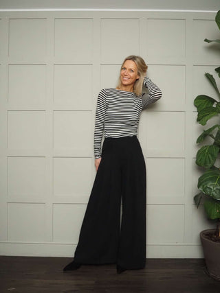 Mietta Stripey Fine Knit top - Camel and Ecru