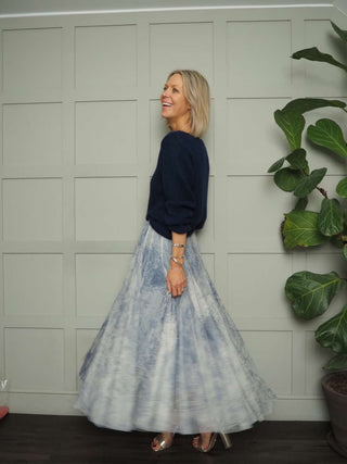 Pebble Tulle Skirt - Cream/Blue