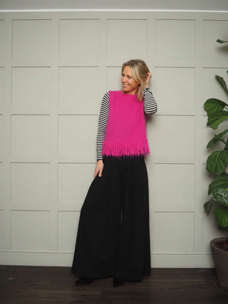 Mietta Stripey Fine Knit top - Camel and Ecru