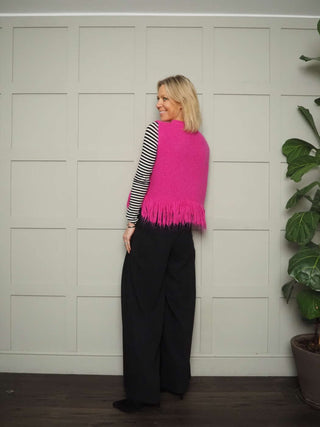 Mietta Stripey Fine Knit top - Camel and Ecru