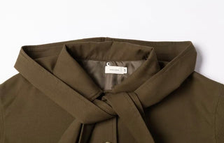 Margot Trench Coat with Detachable Hood & Tie - Khaki