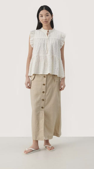 Gimaline Sleeveless Blouse by Part Two - Blue, Ecru