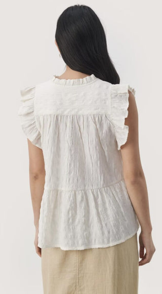 Gimaline Sleeveless Blouse by Part Two - Blue, Ecru