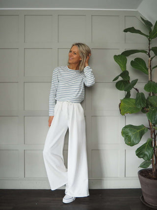 Dani Wide Leg, High Waisted Trousers - Black, Off White