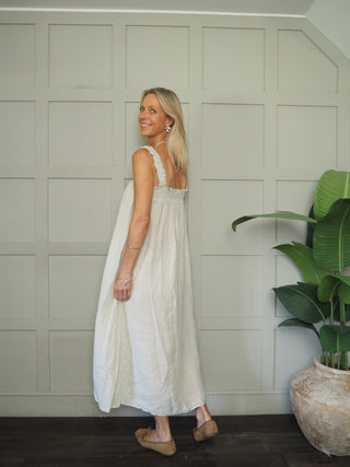 Lara Linen Dress with Elasticated Straps - 6 Colours