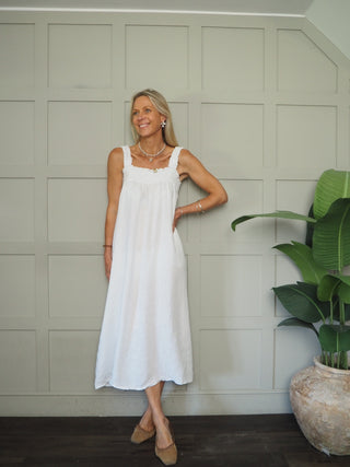 Lara Linen Dress with Elasticated Straps - 6 Colours