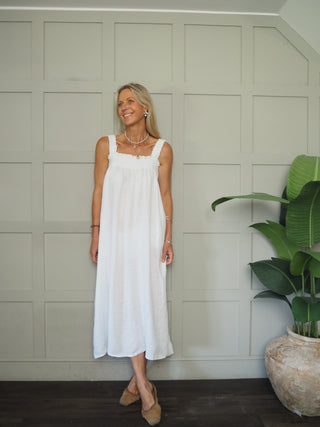 Lara Linen Dress with Elasticated Straps - 6 Colours