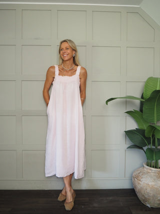 Lara Linen Dress with Elasticated Straps - 6 Colours