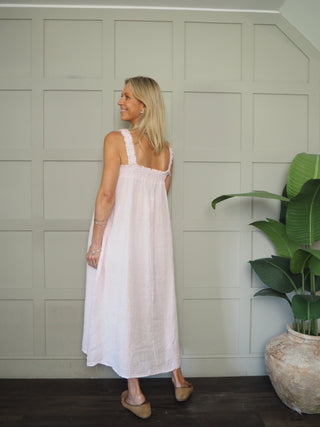 Lara Linen Dress with Elasticated Straps - 6 Colours