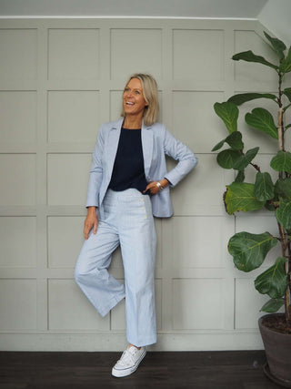 Normski Pin Striped Trousers - Black, Blue