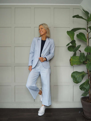 Normski Pin Striped Trousers - Black, Blue