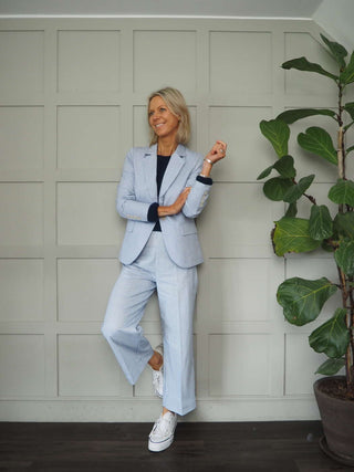 Normski Pin Striped Trousers - Black, Blue