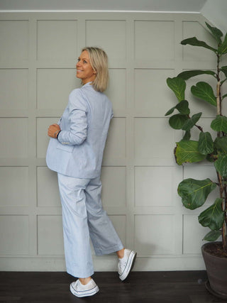 Normski Pin Striped Trousers - Black, Blue