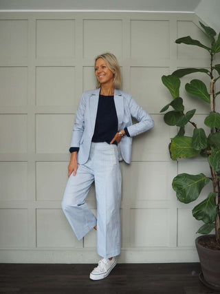 Normski Pin Striped Trousers - Black, Blue