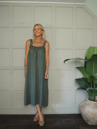 Lara Linen Dress with Elasticated Straps - 6 Colours