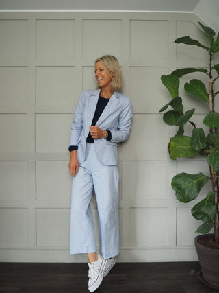 Normski Pin Striped Trousers - Black, Blue