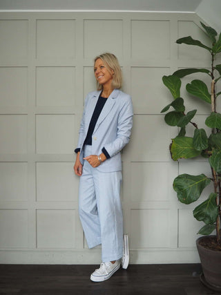 Normski Pin Striped Trousers - Black, Blue