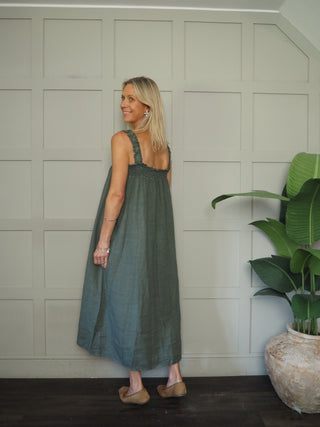 Lara Linen Dress with Elasticated Straps - 6 Colours