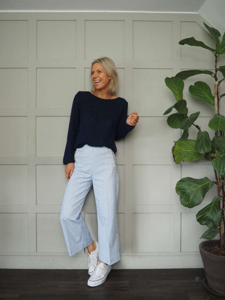 Normski Pin Striped Trousers - Black, Blue