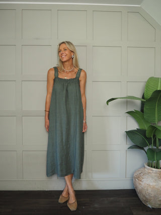 Lara Linen Dress with Elasticated Straps - 6 Colours