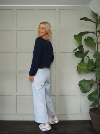 Normski Pin Striped Trousers - Black, Blue