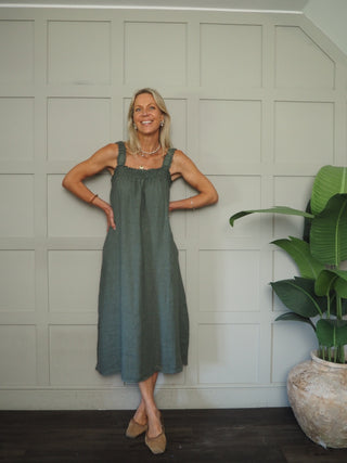 Lara Linen Dress with Elasticated Straps - 6 Colours