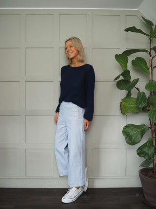 Normski Pin Striped Trousers - Black, Blue