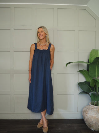 Lara Linen Dress with Elasticated Straps - 6 Colours