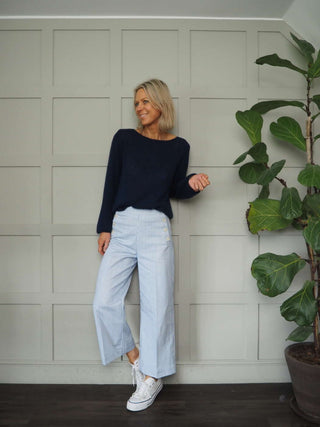 Normski Pin Striped Trousers - Black, Blue