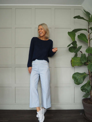 Normski Pin Striped Trousers - Black, Blue