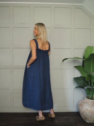 Lara Linen Dress with Elasticated Straps - 6 Colours