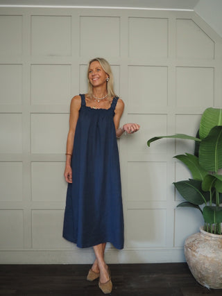Lara Linen Dress with Elasticated Straps - 6 Colours